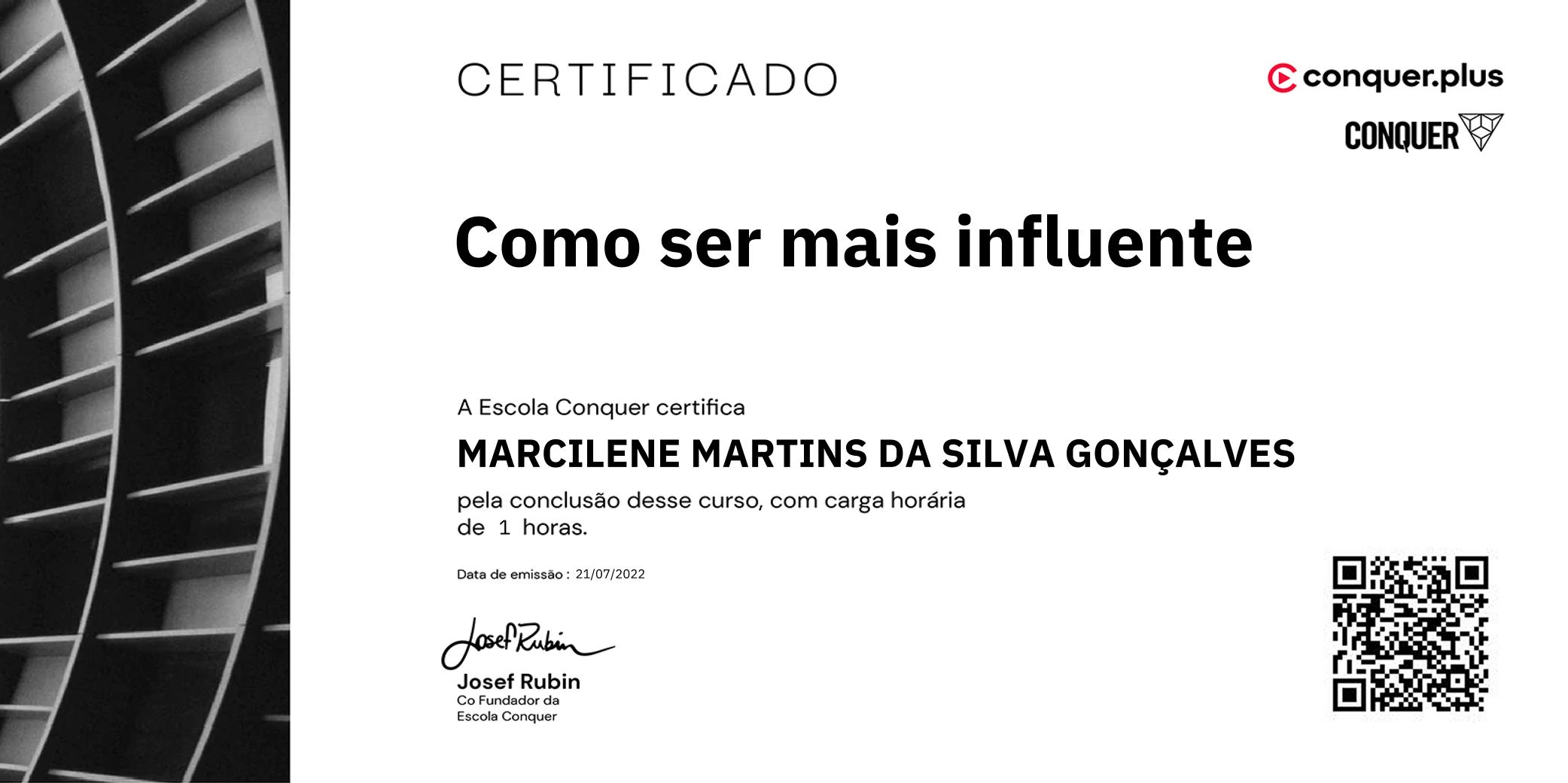 Certificado de Como ser mais influente